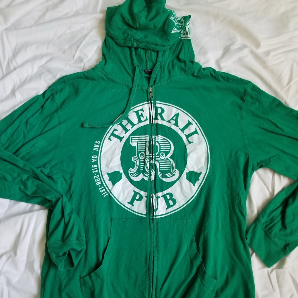 Green The Rail Pub zipper Hoodie size large Tshirt material